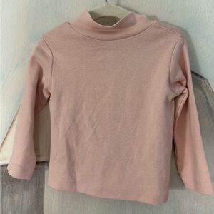 ZARA Soft Cotton Light Pink Mockneck Turtleneck Flower Appliqué Size 3-6M NWT